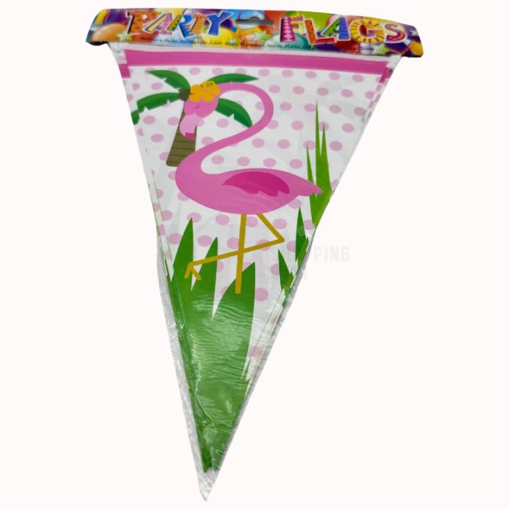 FLAMINGO THEME BUNTINGS - PACK OF 10 FLAGS BANNER - FLAMINGO THEME FLAGS BANNER