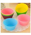 RN  4 Pcs Silicon Round Shape Cup Cake Molds Baking Cupcake - Multi. 