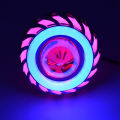 12V Motorcycle Head Light Lamp Projector Lens Light With Led Angel Devil Eyes Headlight 30W 1200Lm 200000H Double Aperture Light(Pink and Blue). 