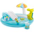 2.03m X 1.73m X 89cm Children's Paddling Pool With Slide Crocodile Inflatable Swimming Pool. 