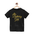 BIRTHDAY GIRL Printed Black T-Shirt For Girls (3-11 Years) - Stylish and Comfortable Tee for Young Girls. 