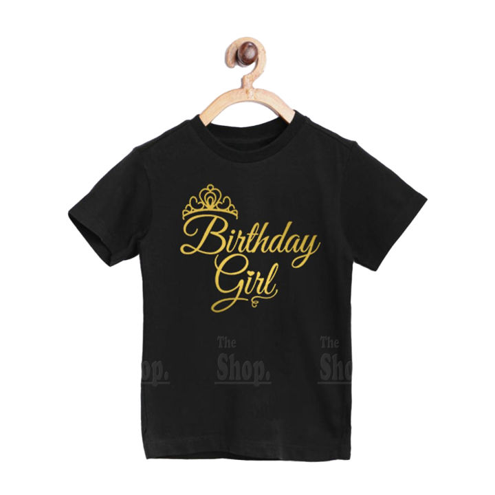 BIRTHDAY GIRL Printed Black T-Shirt For Girls (3-11 Years) - Stylish and Comfortable Tee for Young Girls
