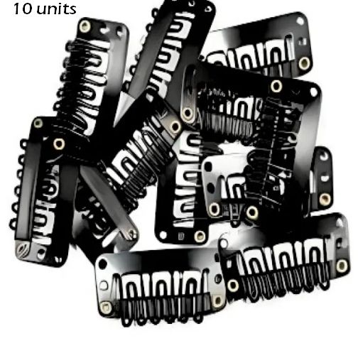 Hair Extension Mini Wig Clips, U-Shape Snap Comb Clips Metal for Hair Extensions 3.2 mm Medium Size Off White (10 units)
