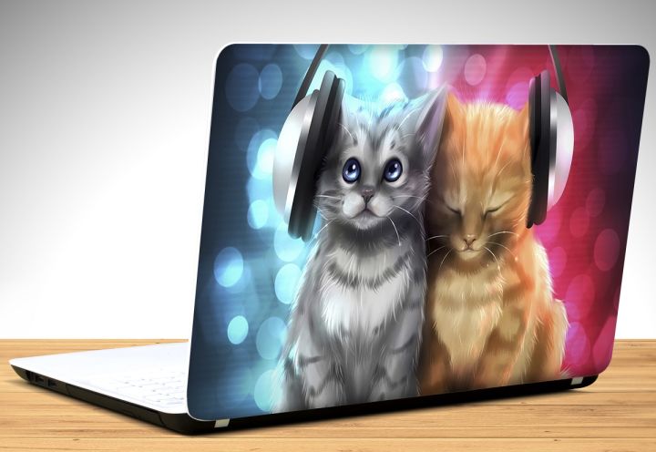 Cute%20Cats%20Listening%20Music%20Laptop%20Skin%20Vinyl%20Sticker%20Decal,%2012%2013%2013.3%2014%2015%2015.4%2015.6%20inch%20Laptop%20Skin%20Sticker%20Cover%20Art%20Decal%20Protector%20Fits%20All%20Laptops%20-%20Image%202