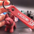 Fashion French Punk Bulldog Keychain Leather Dog Keychains For Women/Men's Bag. 