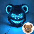 Halloween Light Up Horror Animal Mask LED Luminous Bloody Bear Mask Flashing Neon Cosplay Scary Masquerade Party Mask Supplies. 