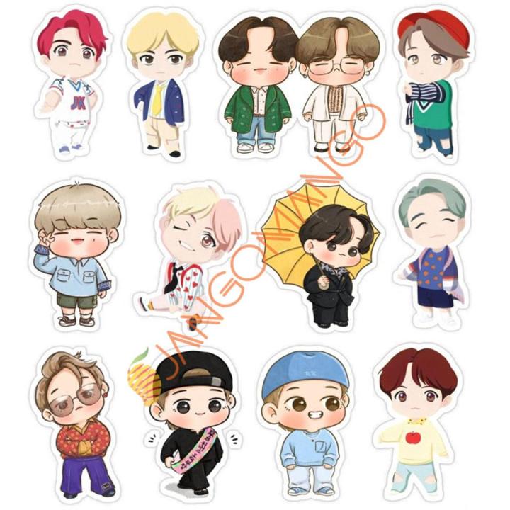 10 Pcs KPOP BTS BANGTAN BOYS Bts Cute Little Characters Stickers Pack For Laptop, Desk , Notebooks Mobile Covers DIY Stickers - JangoMango Store