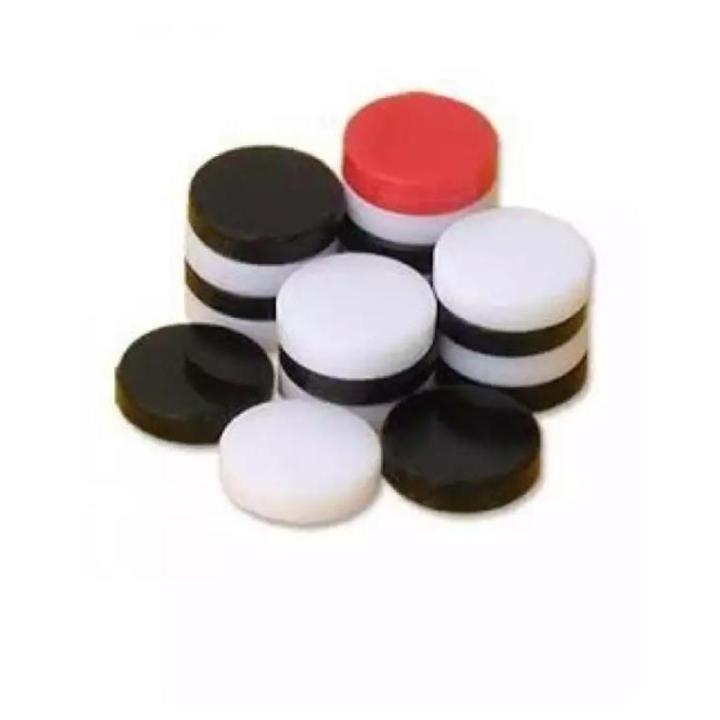 Carrom Board Pieces  Coins  Goti  Set of 19 Pieces of Plastic Stone Size 4  Black and White
