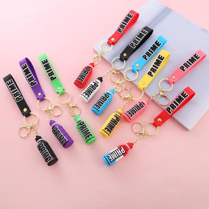 Fashion Prime Drink 3D Rubber Keychain Cute Bottle Key Chains For Men Women Ornament Car Bag Pendant Keyring Accessories Gift