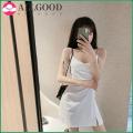 【ALLGOOD】Amoi white super fairy suspender dress women's inner and outer wear temperament, waist and crotch cover short skirt trendy. 