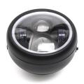 Motorcycle Cafe Racer COB LED Projector Angel Eye Headlights Lamp - White. 