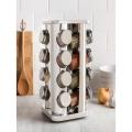 Rotating Spice Rack Set of 12 Spice Jars Seasoning Storage Organizer Stainless Steel Frame. 