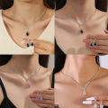3Pcs Luxury Simple Rhinestone Necklace Drop Earrings For Women Girls Fashion Exquisite Jewelry Set Wedding Bride Accessories Qoddess. 