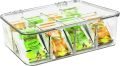 Fast Forward Stackable Tea Bag Organizer with Clear Lid - Ideal for Countertops, Kitchen Cabinets, and Pantry - Versatile Tea Bag Holder for Sweeteners and More (Clear). 