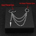 1pc Steel Punk Hiphop Leaf Cross Cone Star Earrings For Men Women Fashion Korean Idol Chain Earring Jewelry Gifts. 