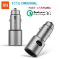 Xiaomi  Car Charger QC3.0 X2 Dual USB Quick charge Max 5V/3A 9V/2A 15V/1.5A Metal Style. 