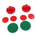 Sets of Two Air Hockey Pushers Strikers Goalies Plus Four Pucks Red. 
