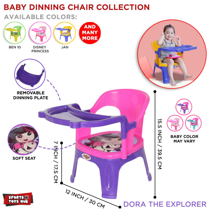 Infant Dinning Chair Dora Removable Dinning Plate Seat For Toddler Baby Multi-functional Cartoon Character High Chair Baby Feeding Tray Kit Portable Toddlers Dinner Chair Easy To Carry Hand Eye Coordination Baby Seat For Kids