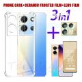 3 in 1 Transparent infinix Note 40 Shockproof Phone Case For Note 30 30Pro Hot 30 30i 30Pro 40 40i 40Pro Ceramic Frosted Film And Camera Lens Film. 