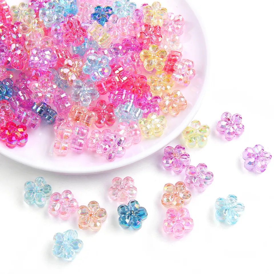 30Pcs Flower Bead Frames - Colorful Acrylic Blossom Connectors For Jewelry Making