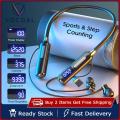 Vocoal TWS Earphone Wireless Bluetooth Earbuds Gaming Music In-Ear Headphones Step Counting Headset Neck Hanging Magnetic Earbuds Sport Waterproof Earphone LED Display Earbuds Support TF Card. 