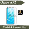 Oppo A92 Tempered Glass Screen Protector Premium High Quality Polish Glass For A92 - 2Pcs. 