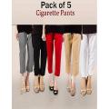 Pack Of 5 - Multicolor Cotton Trousers For Women. 