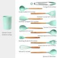 Kitchen Utensil Set 11 PCS Cooking Utensils With Plastic Utensil Holder, Non-stick Silicone and Heat Resistant Wooden Utensils.. 