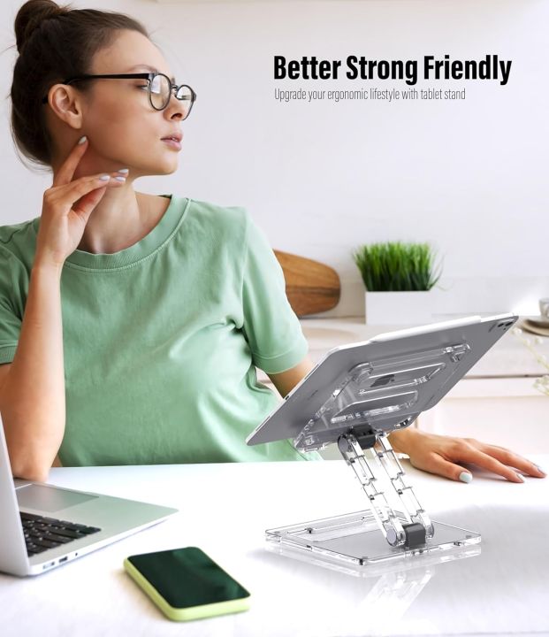 ZAW%20Adjustable%20Tablet%20Stand,%20Stylish%20&%20Ergonomic%20iPad%20Pro%20Holder,%20Computer%20Table%20Accessories,%20Acrylic%20iPad%20Mount,%20(ZTH-250)%20Compatible%20with%2012.9%20Air%20Mini%204%203%202,%20Nexus,%20Tab%20(8-13")%20-%20Image%203