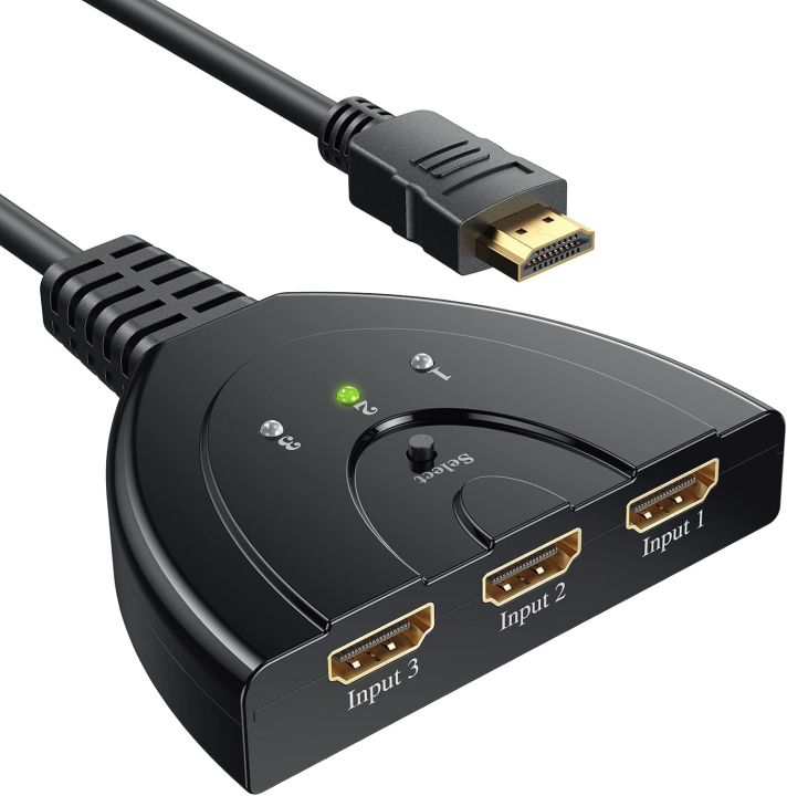 HDMI Switch 4K, VILCOME 3 Port HDMI Switcher 3x1 HDMI Splitter Hub 3 in 1 Out with Pigtail Cable Supports 4K 3D HD 1080P for Xbox PS4 Roku HDTV A R1726 SPPLIT