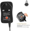 30W Universal Adapter Adjustable AC to DC Switching Power Supply with 6 Selectable Connector Tips & 5V USB Charger Ouput, 3V to 12V Regulated Voltage Replacement for Speakers Router LED Strip Lights UK Plug. 