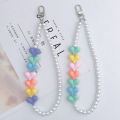 Acrylic Beaded Chain Phone Strap Phone Accessories Lanyard Colorful Resin Phone Chain Heart Phone Chain Flower. 