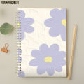 Painted Flower - A4 Spiral Notebook with Plastic Sheet. 