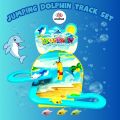 DIY Jumping Fish Track Set With 3 Colorful Jumping Dolphins Kids Happy Musical Dolphin Game Set For 3,4,5,6,7 Year Old. 