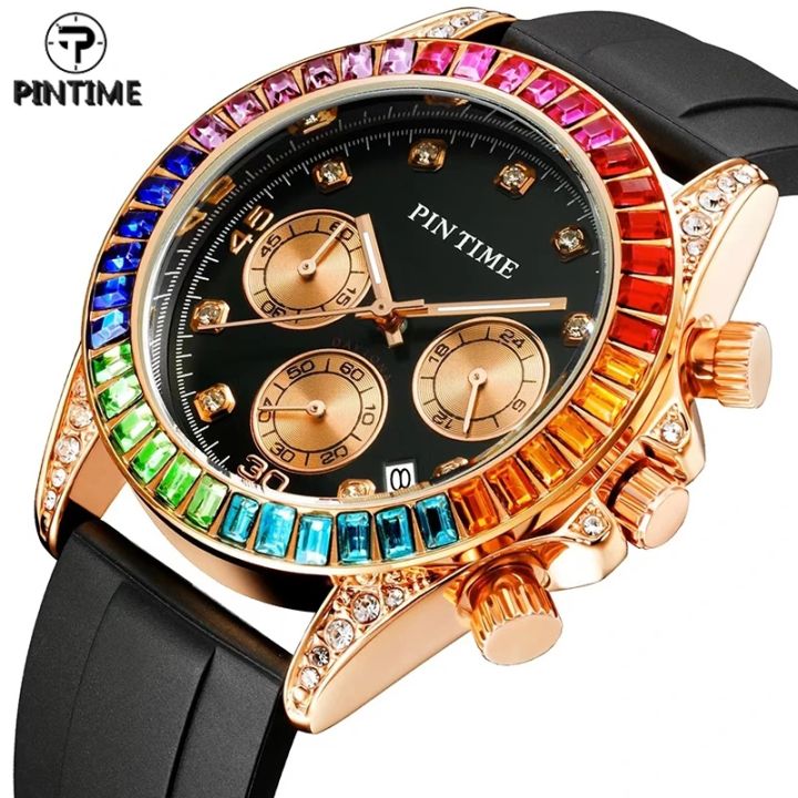 Pintime brand fashion business luxury, timepiece, silicone, quartz men's watch