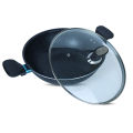 SK 28 cm Marble Coated Round Wok (Karahi) with Glass Lid - (Wok Only). 