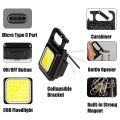 COB Rechargeable Keychain Light 3 Modes Mini Flashlight Keychain Micro USB Charging Type C Port Rechargeable Keychain. 