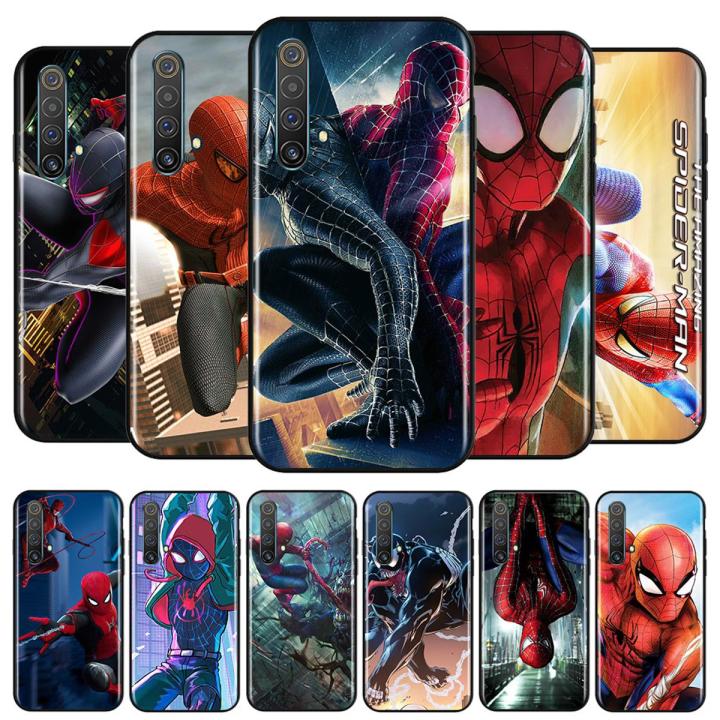 superhero black spiderman For OPPO Reno 6 5 4 Lite 3 Pro SE A 10X Zoom 2 Z F ACE 5G Silicone black soft Phone Case