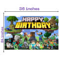 Minecraft Banner - 36 Inch By 24 Inch - Birthday Banner - Minecraft Themed Party - Multicolors - Unisex - Pack Of 1. 