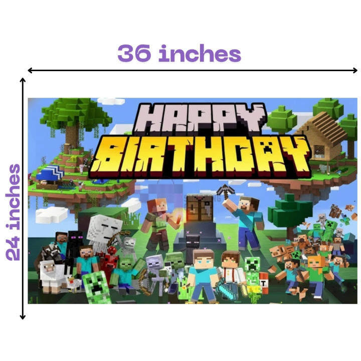 Minecraft%20Banner%20-%C2%A036%20Inch%C2%A0By%2024%20Inch%20-%20Birthday%20Banner%20-%20Minecraft%C2%A0Themed%20Party%20-%20Multicolors%20-%20Unisex%20-%20Pack%20Of%201%20-%20Image%202