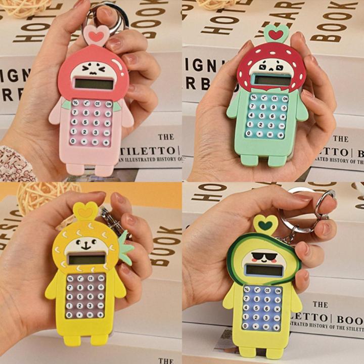 Mini Calculator Cute Fruit Keychain Bag Decoration Pendant Car Key Ring Jewelry Student Gift Kids Toy G5AE