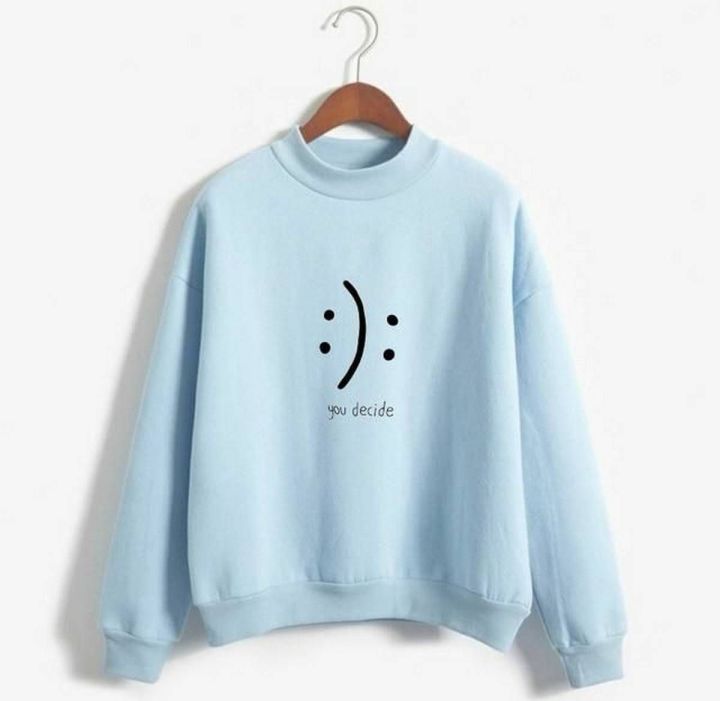 Blue You Decide Fleece Full Sleeves Pull Over Sweatshirt For Women