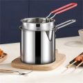 Deep Frying Pot with Basket 1200ml Stainless Steel Fryer Pot with Long Handle Mini Deep Oil Fryer For French Fries, Shrimp, Fish, Chicken Wings etc.. 