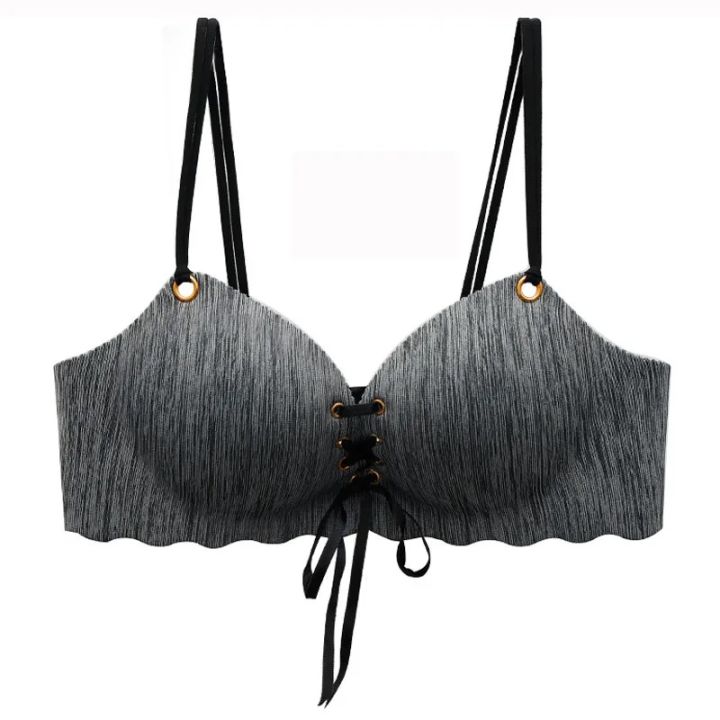Silk Road Traders Seamless Wire Free Push Up Bra - 34C - Dark Grey