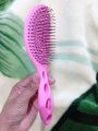 1pcs 9 inch long 4 holes Curve Pink Hair Brush with Wire Bristle for ladies Gents Glide Though Tangles With Ease For All Hair Types For Women, Men, girl and boy Wet And Dry Hair comb. 