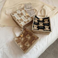 Portable Shopping Bag Fashionable Canvas Handbags Large-capacity Handbag Stylish Tote Bags Cotton Linen Tote Bag Shopping Bag Bear Pattern Tote. 