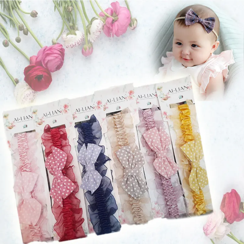 thumbnail image 2 of Kenjudess Baby Girl Headband White Lace Hairband Elastics Flower Head Wrap Hair 2 of 12
