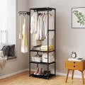 Metal Coat Stand with Shoe Rack and 3-Tier Storage Shelf Unit. 