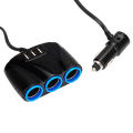Car-Mounted One-to-Three Lighter Belt3USB Conversion One Minute Three Power Distributor Car Charger. 