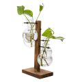 Hydroponic Plant Vases Vintage Flower Pot Transparent Vase Wooden Frame Glass Tabletop Plants Home Bonsai Decor Home Vase. 